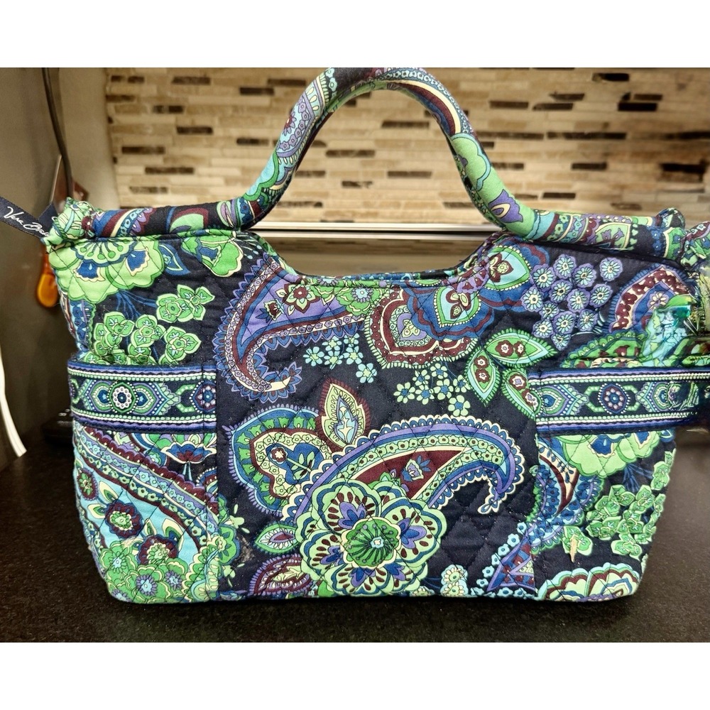 Vera Bradley Mini Satchel Handbag Rhythm & Blues Quilted Paisley Floral Purse